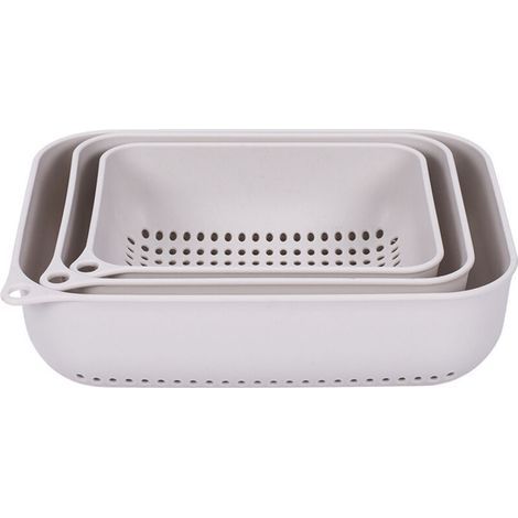 Panier de lavage de légumes en plastique, panier de vidange rectangulaire de cuisine, filtre à eau, panier de stockage de fruits creux,(3PCS) (1/5)