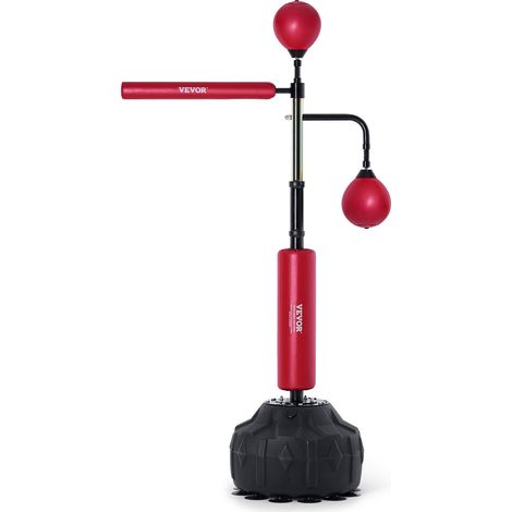 Entraîneur de vitesse de boxe, avec support, sac de boxe réflexe pour adolescents et adultes, sac de frappe sur pied réglable en hauteur avec gants, pour entraînement de gym à domicile, rouge (1/5)