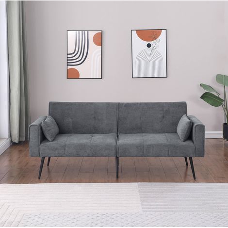 Divano letto in tessuto grigio con schienale regolabile e piedini in metallo (1/5)