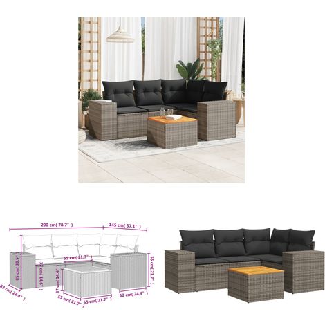 Salon de jardin 5 pcs avec coussins gris résine tressée - Ensemble Salon De Jardin - Meuble Extérieur - Jardin Design - Mobilier De Jardin - Chaise Lounge - Home & Living (1/3)