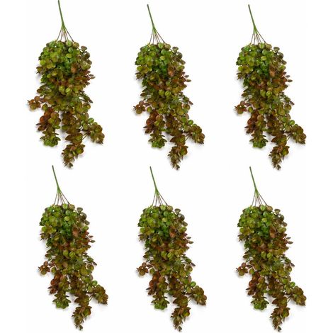 Pack of 6 x 75cm Artificial Trailing Round Leaf Hanging Foliage Plant - Autumn Green & Bronze (1/5)