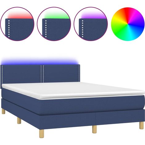 Maison Exclusive - Sommier à lattes de lit avec matelas LED Bleu 140x190 cm Tissu (1/5)