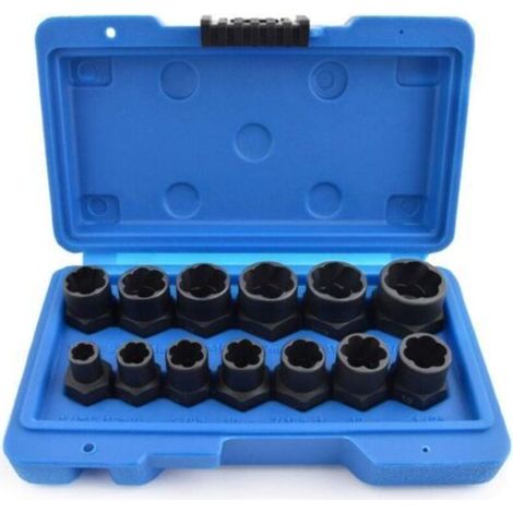 Kit d'extracteurs de vis 13 pièces, extracteur d'écrous antivol universel, jeu de douilles Torx femelles pour retirer les boulons et écrous rouillés et endommagés