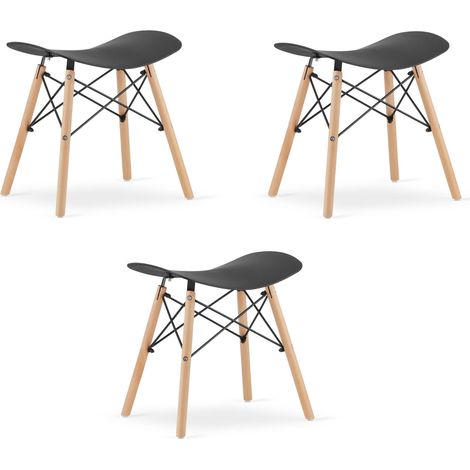 Taburete Valora CORFU Negro, diseño ergonómico, patas de madera x3 (1/5)