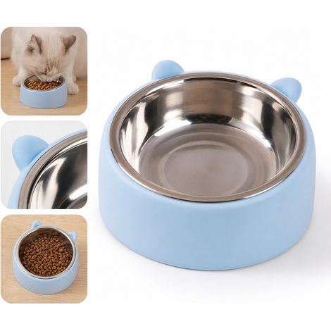 1 Pièce Gamelle Bleue en Plastique pour Chat et Chien, Capacité 100 ML, Dimensions 13×13×6.5 cm, Anti-renversement (1/5)