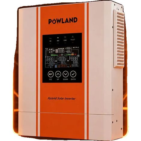 Inversor solar híbrido, potencia de salida de 5000 W, compatibilidad con 24 V, potencia máxima de 10 kVA, protección IP21 contra la entrada de polvo y agua, dimensiones 445 mm x 385 mm x 165 mm (1/5)