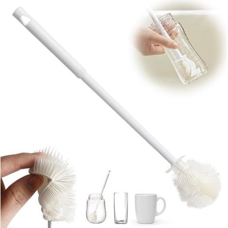 Spazzola per tazze in morbido silicone,aggiornamento spazzola per tazze in silicone a 360°,spazzola lunga per bottiglie d'acqua (1/2)
