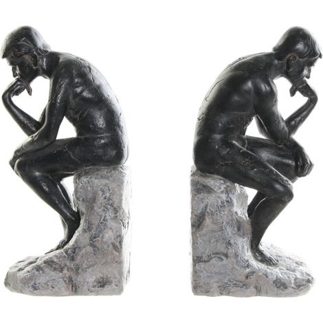 Stop-livres penseurs en résine noire patinée (1/4)