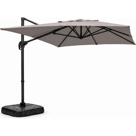 Ombrellone rettangolare 2x3 m con base rotante decentrata grigio PIANA