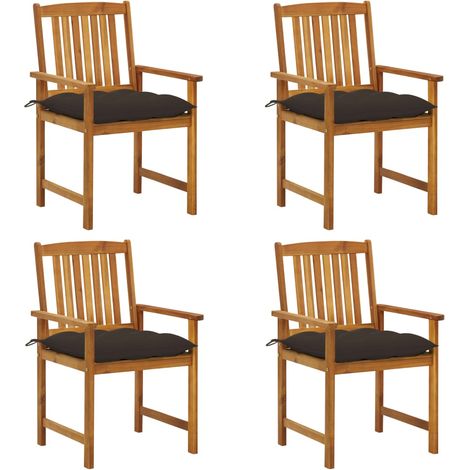 Chaises de jardin avec coussins lot de 4 Bois d'acacia massif (1/5)