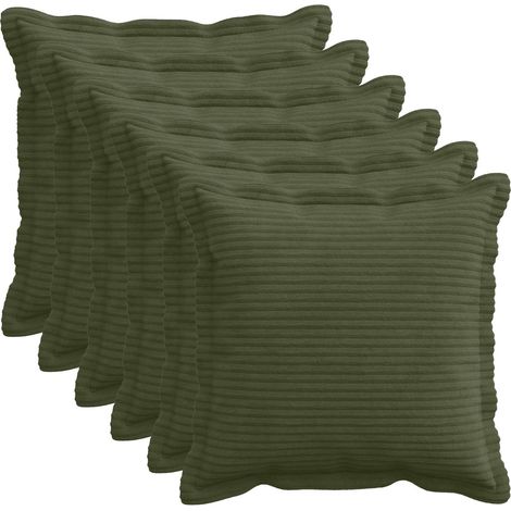 Housse de coussin 6 pc HOUTEN Vert 30 x 30 cm velours côtelé vidaXL