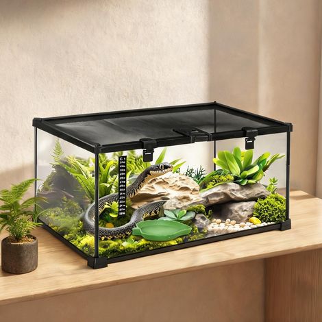 Terrarium coloris noir en gehärtetes verre acier 50 x 30 x 25 cm (1/5)