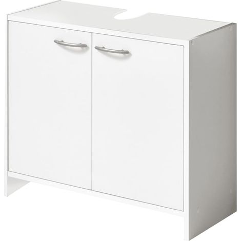 Meuble sous lavabo 2 portes 63,7x28,1x55 cm blanc (1/5)