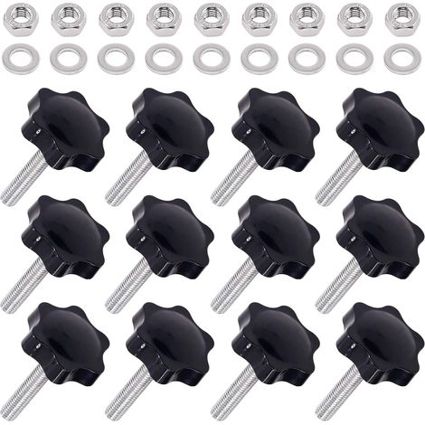 Swpeet 20Pcs Black Metal Clamping Star Knobs Grips - Men's Black Stainless Steel Cufflinks (1/5)
