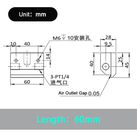 Buse à air comprimé (60 mm) pour souffleur industriel, lame à air, super lame à air, lame à air comprimé en alliage d'aluminium (1/5)