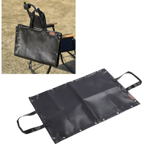 Alfombrilla ignífuga para la parrilla con bolsa de transporte para la leña – Colchón ignífugo de fibra de vidrio y silicona elástica – Delantal resistente al fuego para acampar y actividades al aire l (1/5)