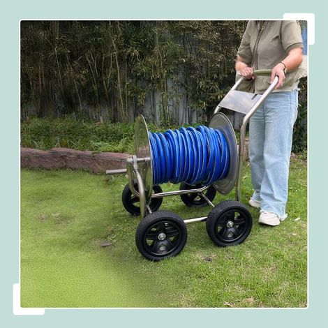 Chariot porte tuyau darrosage en acier inoxydable capacite de 200 m (1/5)