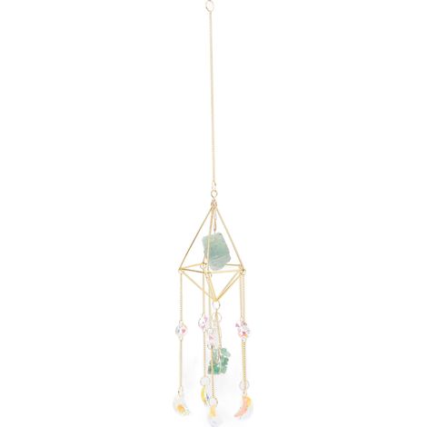 Sun Moon Wind Chimes Colorful Crystal Hanging Pendant Porch Decoration for Home Garden Party Wedding Engagement Green Fluorite (1/5)