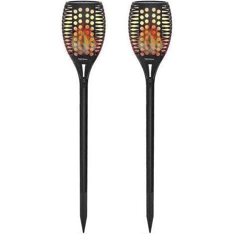 Lampes solaires de jardin - Torches à 96 LED effet flamme vacillante - Allumage/extinction automatique - étanche IP65 (1/5)