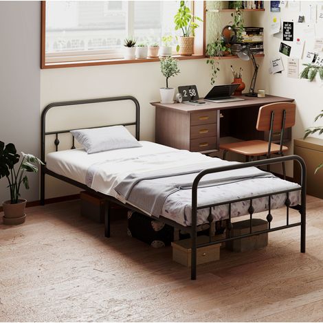 Estructura de cama plegable de metal 90 x 200 cm, 32 cm de espacio de almacenaje, negro HAVRYA (1/5)