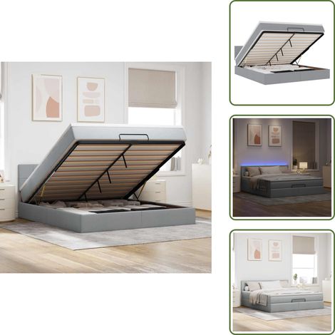Luci a LED - vidaXL Pouf Letto con Materasso Grigio Chiaro 160x200 cm in Tessuto - Letto con testiera