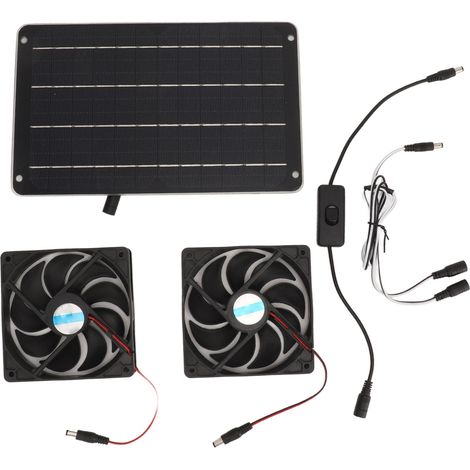 Kit de ventilateur à panneau solaire 20W, Ventilation par Dissipation thermique, alimentée par double interrupteur, pour poulailler, serre, chien