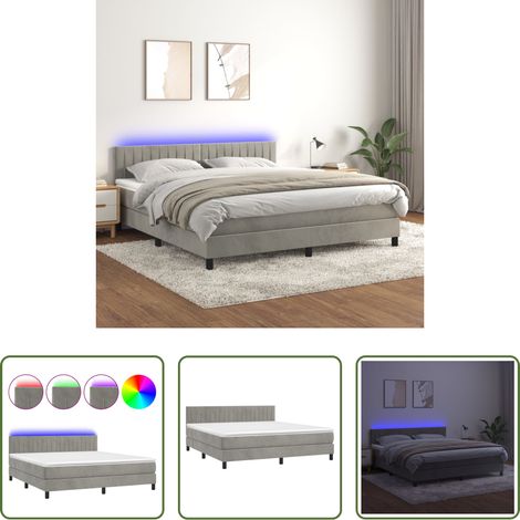 vidaXL Matelas ensaché - Sommier à lattes de lit avec matelas LED Gris clair 160x200 cm (1/5)
