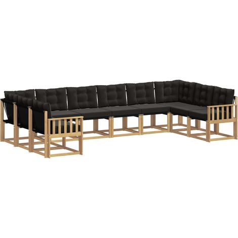Outdoor Sofa Set 10 pcs White and Black vidaXL (1/5)