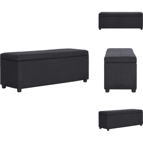 Bank mit Staufach 116 cm Schwarz Polyester - Aufbewahrungsbox - Sitzbank - Garderobe - Möbel - Wohnzimmer (1/5)