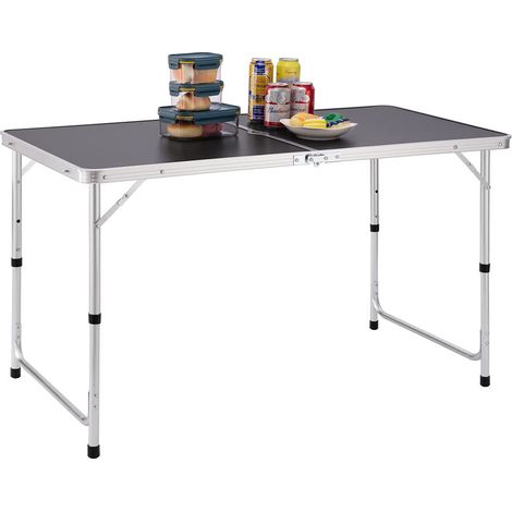 Table de Camping Pique-Nique Grise avec Hauteur réglable, Structure Aluminium, système Pliable avec poignée Transport facilité, idéale pour Le Jardin et Les Repas extérieurs, 60 x 120 x 70 cm (1/5)