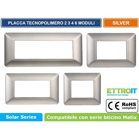 PLACAS PARA RECUPERADOR DE INTERRUPTOR PLATEADO 'SOLAR' 4 Módulos