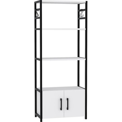 Étagère design intemporel salon chambre meuble de rangement de cuisine Arhuni 139 x 56 x 30 cm noir blanc (1/4)