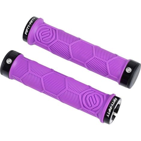 MTB Fahrradgriffe aus Gummi, Double Lock-on, violett, 22,2 mm Lenkerdurchmesser (1/5)