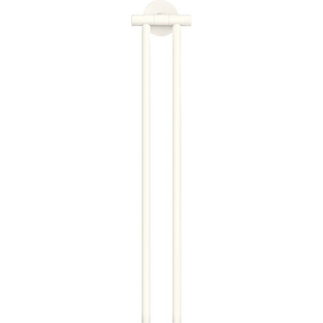 tesa® MOON WHITE Portasciugamani a 2 Bracci per bagno e WC in stile industriale e bagni moderni - Senza foratura, soluzione adesiva inclusa - 84 mm x 50 mm x 456 mm - Bianco opaco (1/4)