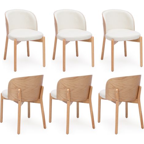 Set di 4 sedie da pranzo in legno con rivestimento in lino color naturale HOMVRA (1/5)