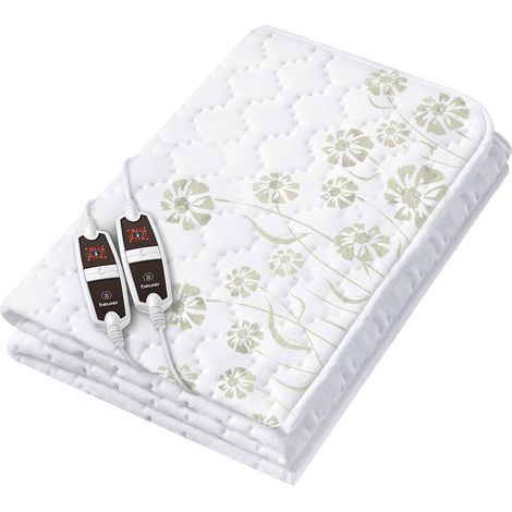 Surmatelas chauffant 2 places 150x160cm 2x60w – Finition argent PURE anti-bactérien – Lavable en machine jusqu'à 30°C – Beurer
