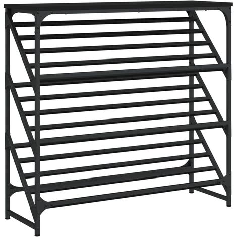 Étagère à chaussure Meuble à chaussures noir 90x30x85 cm bois d'ingénierie (1/5)