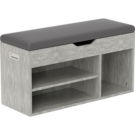 Panca Scarpiera Salvaspazioni con Vani a Giorno e a Scomparsa 80x30x45 cm Nero e Grigio (1/5)