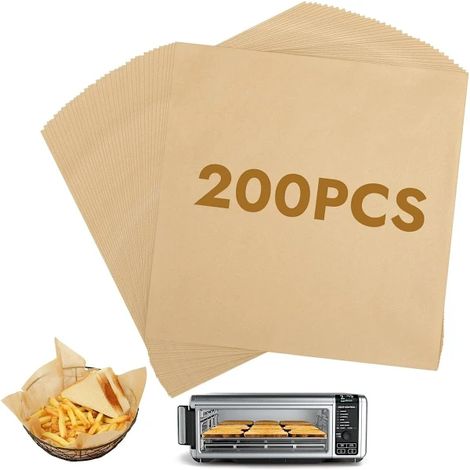 Papier sulfurisé - Papier sulfurisé pour friteuse à air chaud de 30 cm (12 pouces) - 200 feuilles - Tapis de cuisson jetable pour friteuse à air chaud - Accessoire pour four avec couvercle à charnière (1/5)