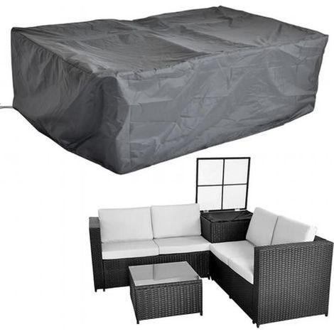 La housse pour canapé de jardin, mesurant 115 x 115 x 70 cm, est idéale pour protéger votre jardin de la poussière et de la pluie. (1/5)