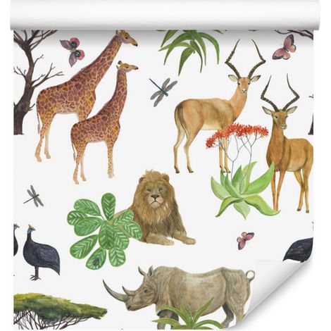 Papier peint Animaux de la savane pour salon et chambre 50x1000 cm (1/5)