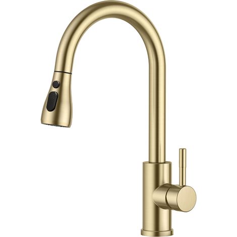 Robinet Cuisine Noir, Mitigeur Cuisine Douchette, Pivotant à 360° d'Évier à Arc Élevé Pulvérisateur Escamotable 2 Modes--G1/2 (1/5)