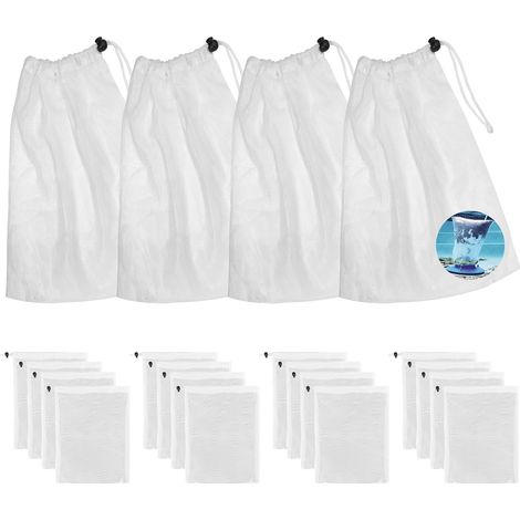 Lot de 20 sacs filtrants pour aspirateur de piscine - Filet de rechange - Avec cordon de serrage - Pour aspirateur de piscine - Pour récupérer les feuilles (1/5)