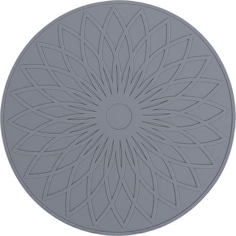 Tapis de dessous de plat rond en silicone résistant à la chaleur, protecteur de comptoir pour table à manger, support de casseroles chaudes, passe au micro-ondes, facile à nettoyer, gris 24,5 × 24,5 c (1/5)