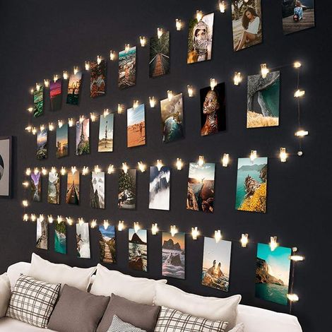 Guirlande lumineuse photo blanc chaud, 100 LED 10 mètres, fonctionne sur piles, porte-photos pour déco chambre, mariage, anniversaire, Saint-Valentin (1/5)