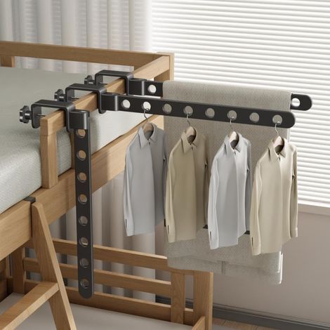 Étendoir à linge pliable pour une utilisation intérieure et extérieure, avec système de fixation par pince (noir)