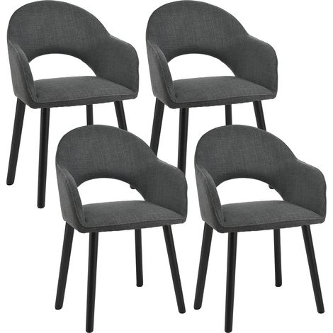 Goeurvant Sillas de comedor cómodas con respaldo en forma de media luna y reposabrazos ergonómicos, La combinación perfecta de soporte y estilo - Juego de 4 - Antracita