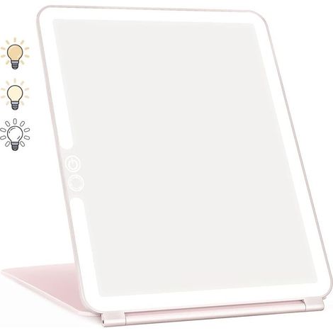 Ineasicer Miroir Maquillage, Miroir Maquillage Lumineux avec 72 Lumières LED, 2000mAh USB Rechargeable Miroir LED, Écran Tactile Miroir de Voyage (Rose) (1/5)