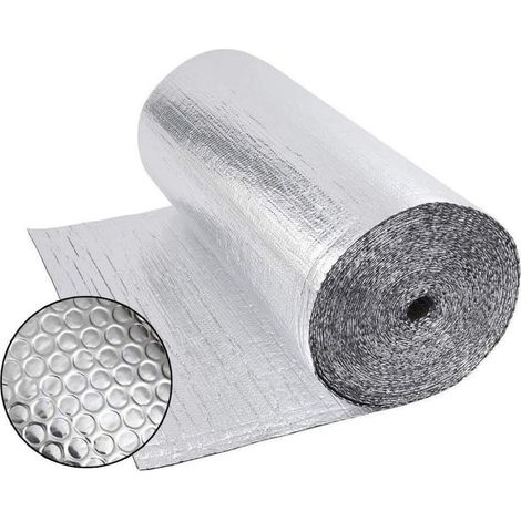 Isolant Thermique 0,6x10M, Rouleau Film Aluminisé a Bulles Double Face 4mm Résistant pour Réflecteur de Chaleur et de Froid, Idéal pour Radiateur, Mur, Voiture, Fenetre (1/5)