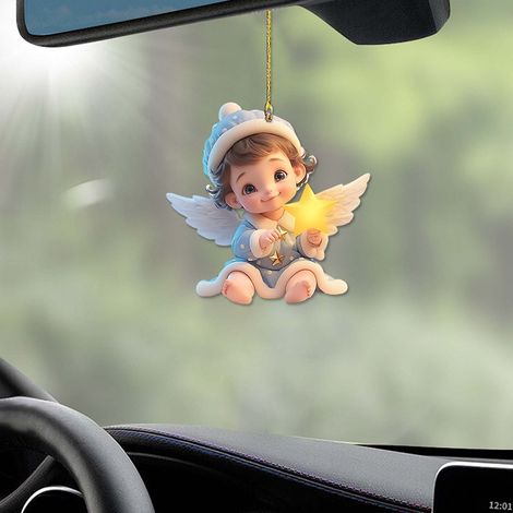 Pendentif Acrylique - Figurine Ange Animal Effet Cristal - Décoration Porte Miroir Voiture Sac À Dos - Lot Unique - 1 Pièce (1/4)
